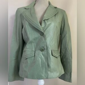 Bernardo Leather Jacket  Blazer  Womens Size Medium Light Green Size Large